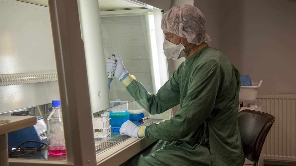 Tutkija Tomas Strandin laboratoriossa.