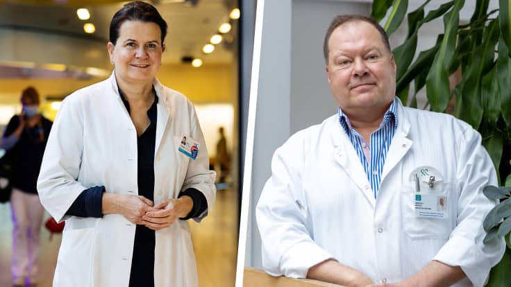 Nais- ja mieslääkäri poseeraavat kameralle.