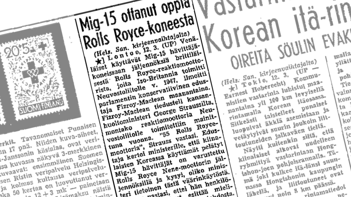 Helsingin Sanomien artikkeli vuodelta 1951.