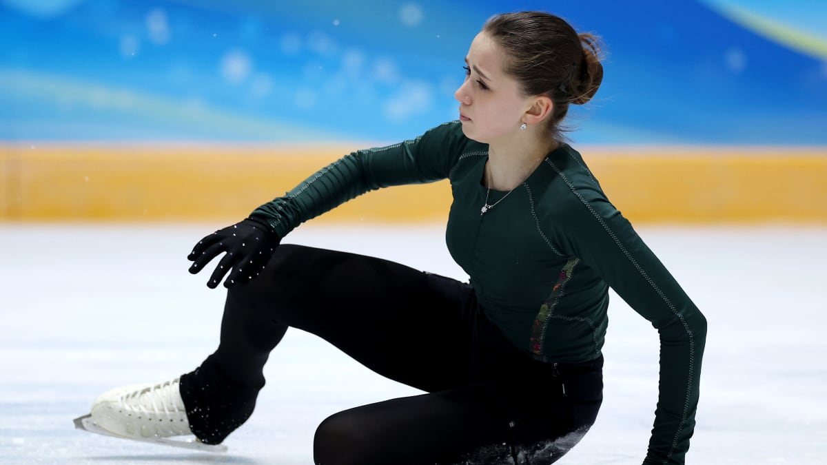 Kamila Valijeva kuvattuna harjoituksissa 14. helmikuuta.