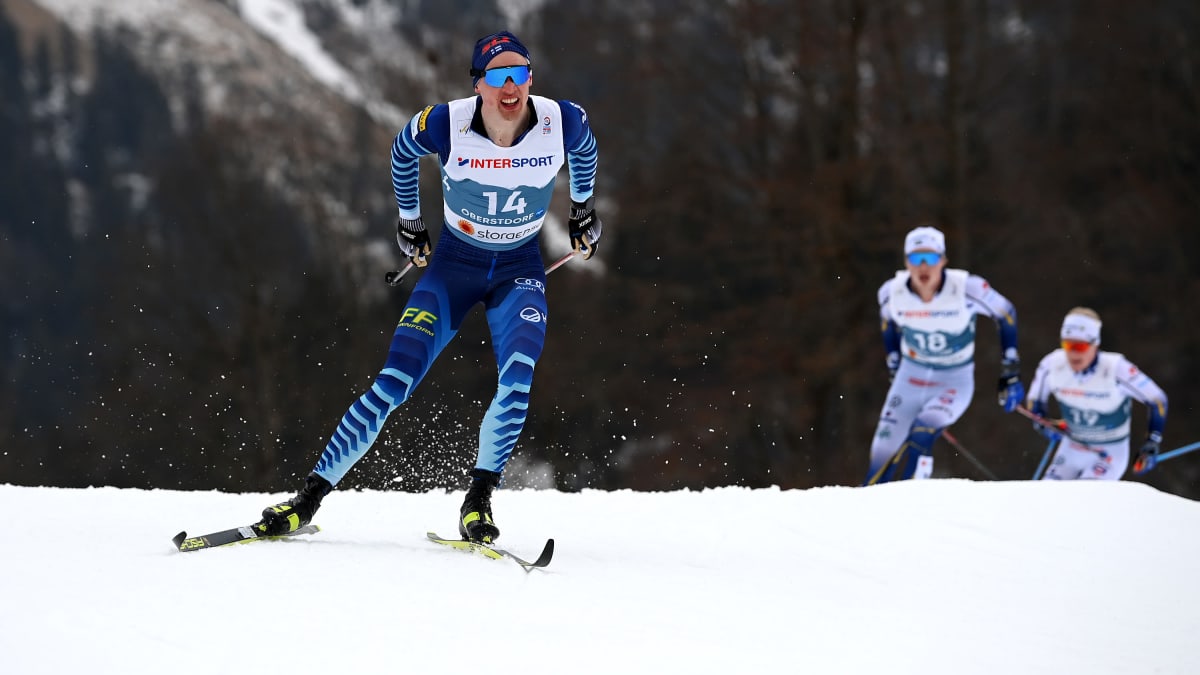 Iivo Niskanen 50 kilometrin kilpailussa Oberstdorfin MM-kisoissa.