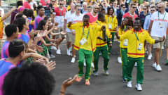 Guinealaisia urheilijoita Rion olympiakylässä.