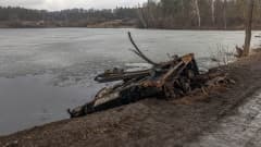 Ukrainan tuhoama venäläinen panssarivaunu lähellä Trostjanetsia.
