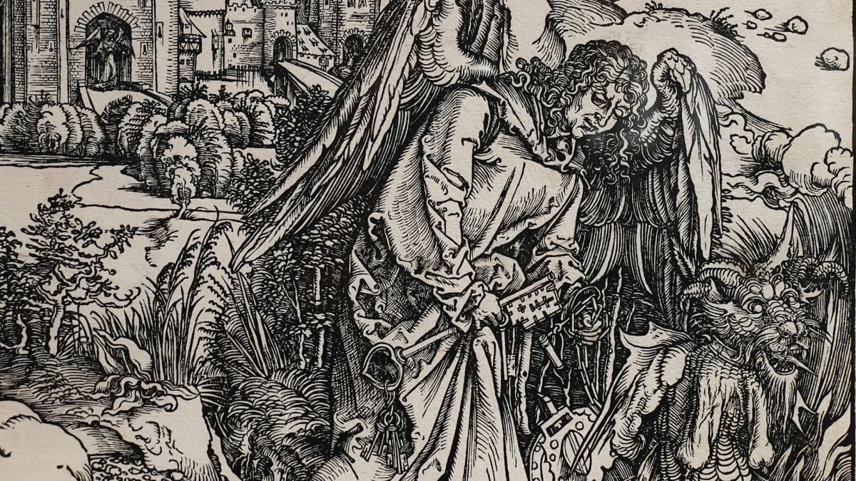 Albrecht Dürerin kaiverrus, jossa enkeli. 