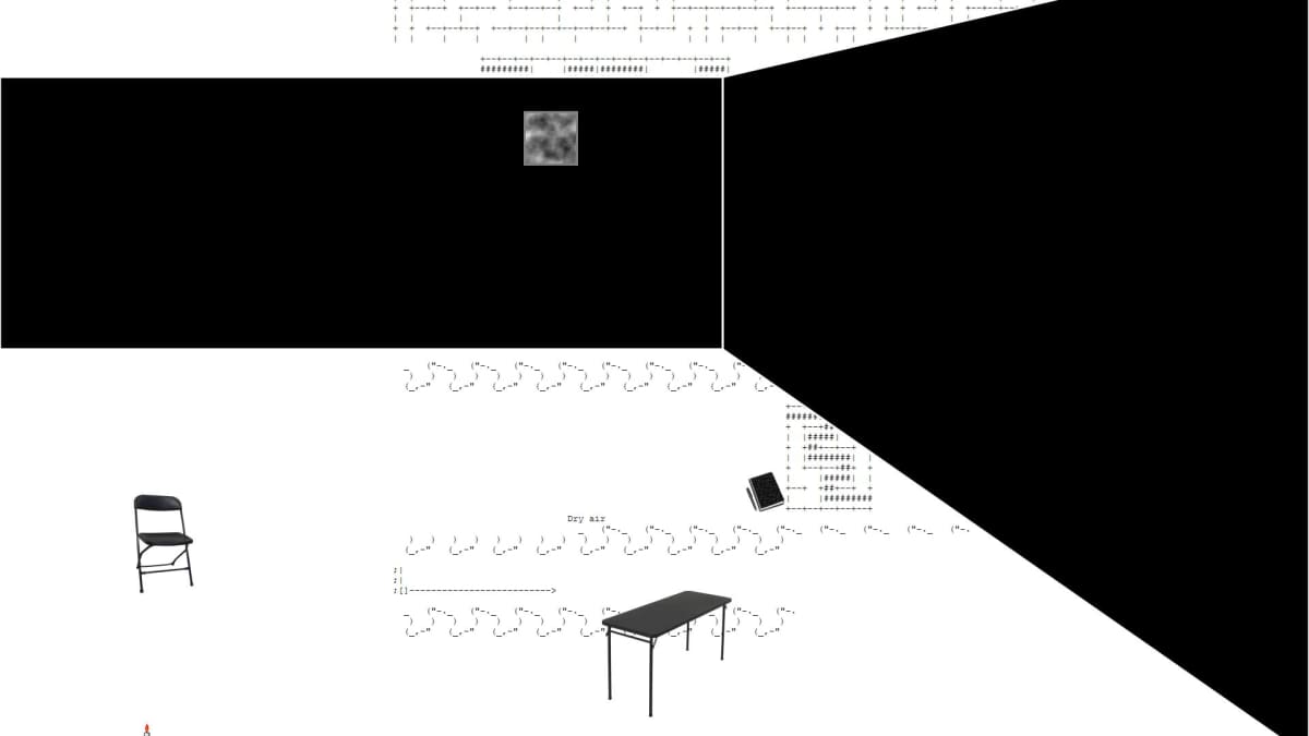 Digitaalinen kuva, jossa mustavalkoinen huone. 
