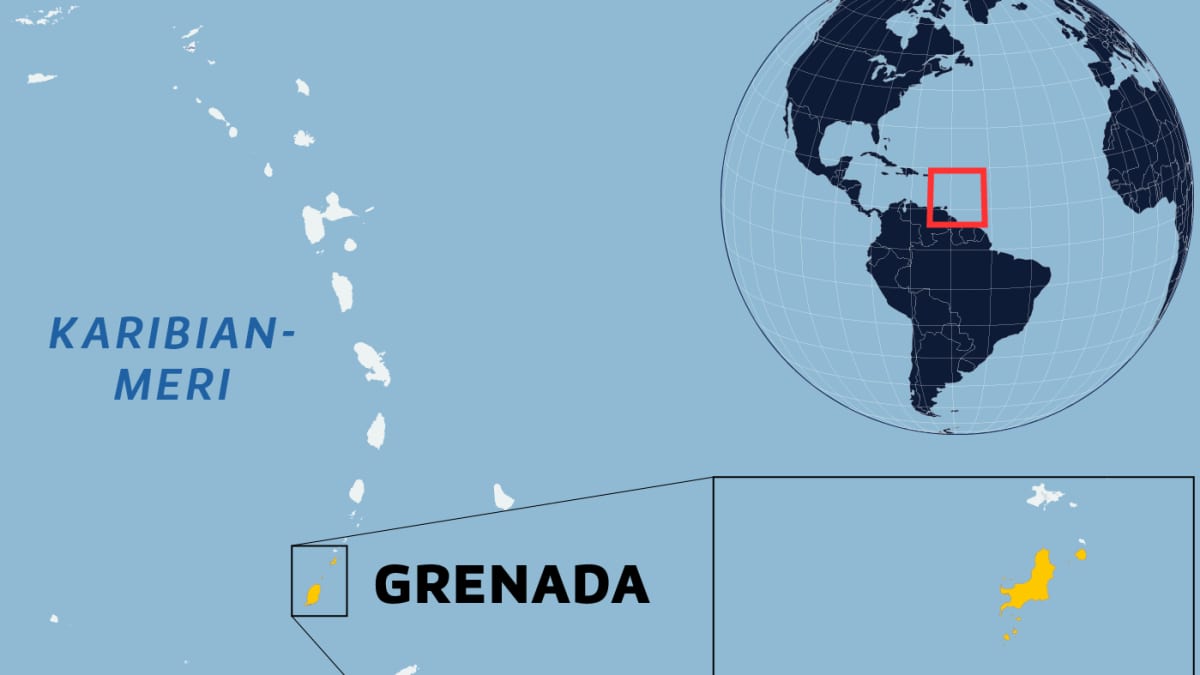Kartta, jossa näkyy Grenada
