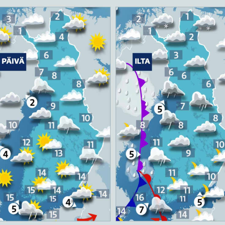Maanantain ja tiistain sää.