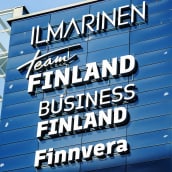 Muun muassa Business Finlandin kyltti on kuvattu Helsingin Porkkalankadulla joulukuussa 2020,