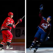 NHL-pelaajat Sebastian Aho, Mikko Rantanen ja Aleksander Barkov