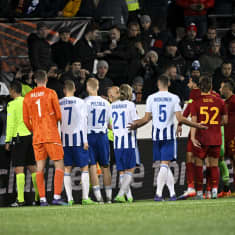 HJK:n ja AS Roman kohtaamisesta kuva 27.10.2022.