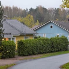 Två småhus längs en väg i Dal i Ingå. 