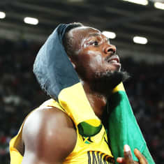 Usain Bolt efter loppet.