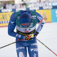 Remi Lindholm in Ruka's freezing temperatures.