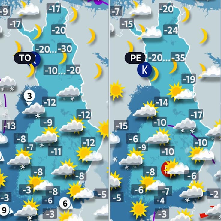 Sää on kylmää koko maassa.