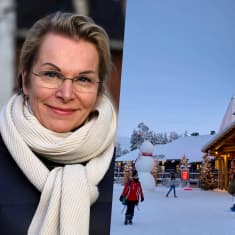 Rovaniemen kaupunginjohtaja ja Joulupukin pajakylä yhdistelmäkuvassa.
