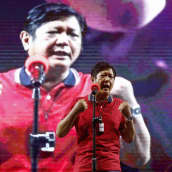 Presidenttiehdokas Ferdinand Marcos Jr. pitää puhetta kampanjansa aikana.