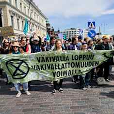 Elokapinas demonstration på Helsingfors salutorg.