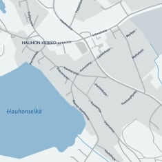 Karttakuva Hauhon kirkonkylästä.
