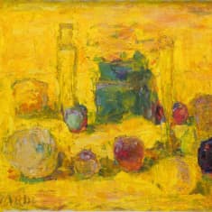 Rafael Wardin maalaus Keltainen pullo Didrichsenin taidemuseossa.