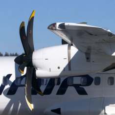 A Finnair propeller plane. 