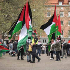 Photo shows a pro-Palestine protest in the Swedish city of Malmö.