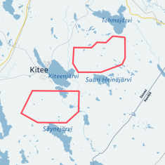 Dronet lentävät Kiteen ympäristössä ja kartalla on merkityt alueet.