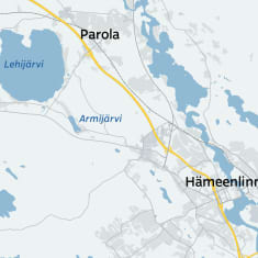 Kartta näyttää Armijärven sijainnin Hattulassa.