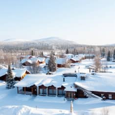 Ilmakuva Ylläs Huminan majoituskompleksista