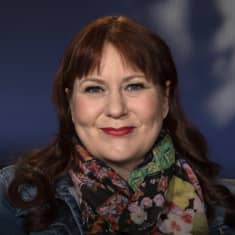 Futuristi Elina Hiltunen Mediapoliksen studiossa Tampereella Flinkkilä & Kellomäki -ohjelman nauhoituksissa. 