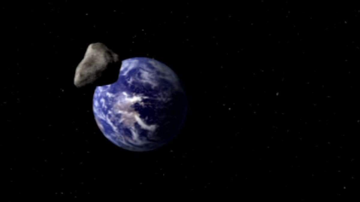 En meteorit närmar sig jorden.