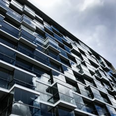 Photo shows an apartment building in the Pasila district of Helsinki.