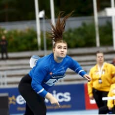 Oulun Pyrinnön Anni-Linnea Alanen naisten keihäänkeiton loppukilpailussa Kalevan kisoissa Lahdessa 28. heinäkuuta 2023.