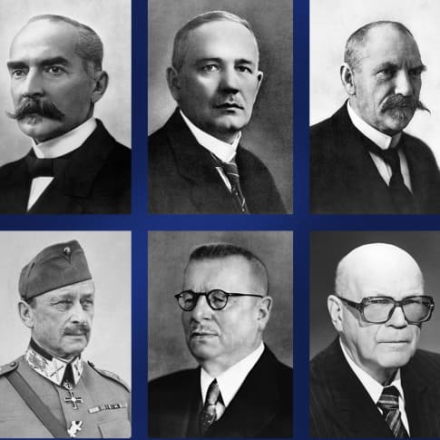 Kuvakombo Suomen presidentit Stålhberista Ahtisaareen.
