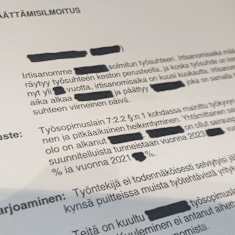 Työsopimuksen päättymisilmoitus.