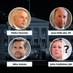 Kuvassa Alexander Stubb, Pekka Haavisto, Mika Aaltola, Olli Rehn, Jussi Halla-aho ja Jutta Urpilainen.
