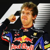 Sebastian Vettel juhlii mestaruutta Red Bullilla 2010.