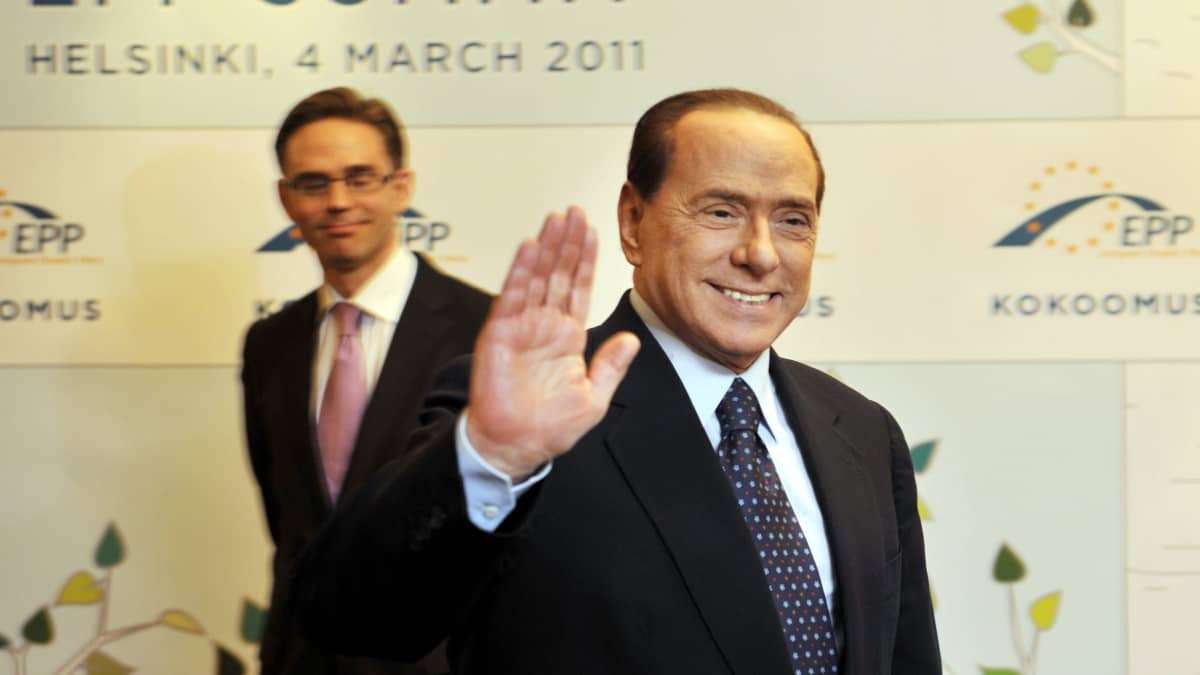 Silvio Berlusconi ja Jyrki Katainen Helsingissä.