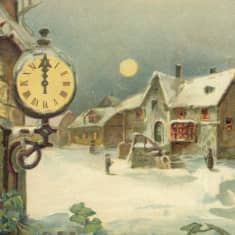 Kuvassa on joulukortti vuodelta 1910. Siinä toivotetaan myös hyvää uutta vuotta. 