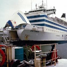 File photo of Baltic car ferry MS Estonia with its bow visor open, to allow vehicles onboard.