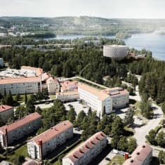 Havainnekuva ehdotuksesta "Albedo" Jyväskylän Taulumäen vesitornin ideakilpailuun.