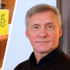 Rauna Kuokkanen ja Juha Guttorm lähikuvissa.
