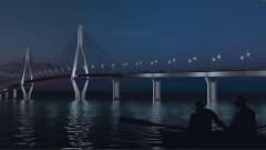 Havainnekuva Raippaluodon sillan valaistusehdotuksesta. 