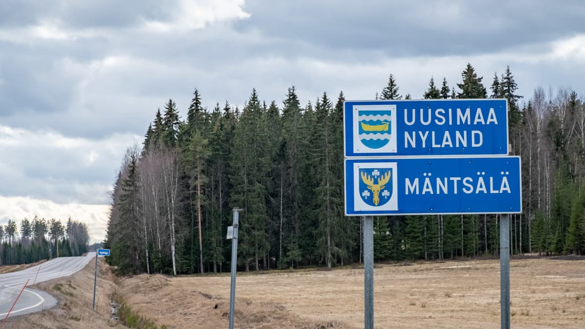 Seututie 140 Uudenmaan rajalla Mäntsälässä 23.3.2020.