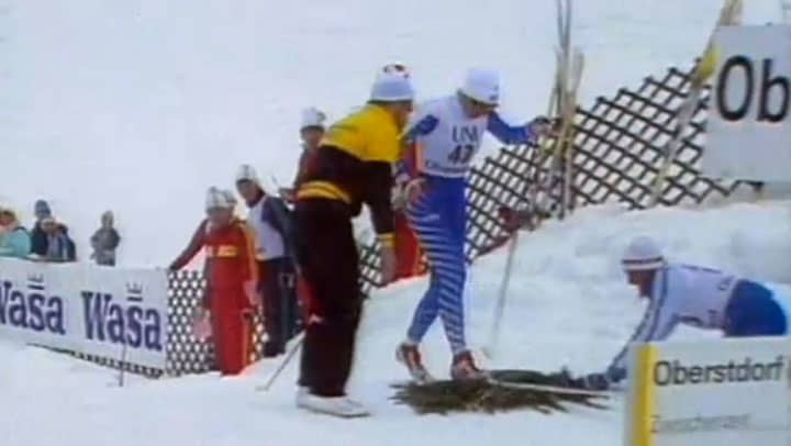 Marjo Matikainen 5 km MM-kilpailussa 1987 (rajattu Suomeen)