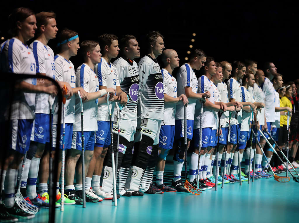 Suomen salibandymaajoukkue MM-kisoissa 2018.
