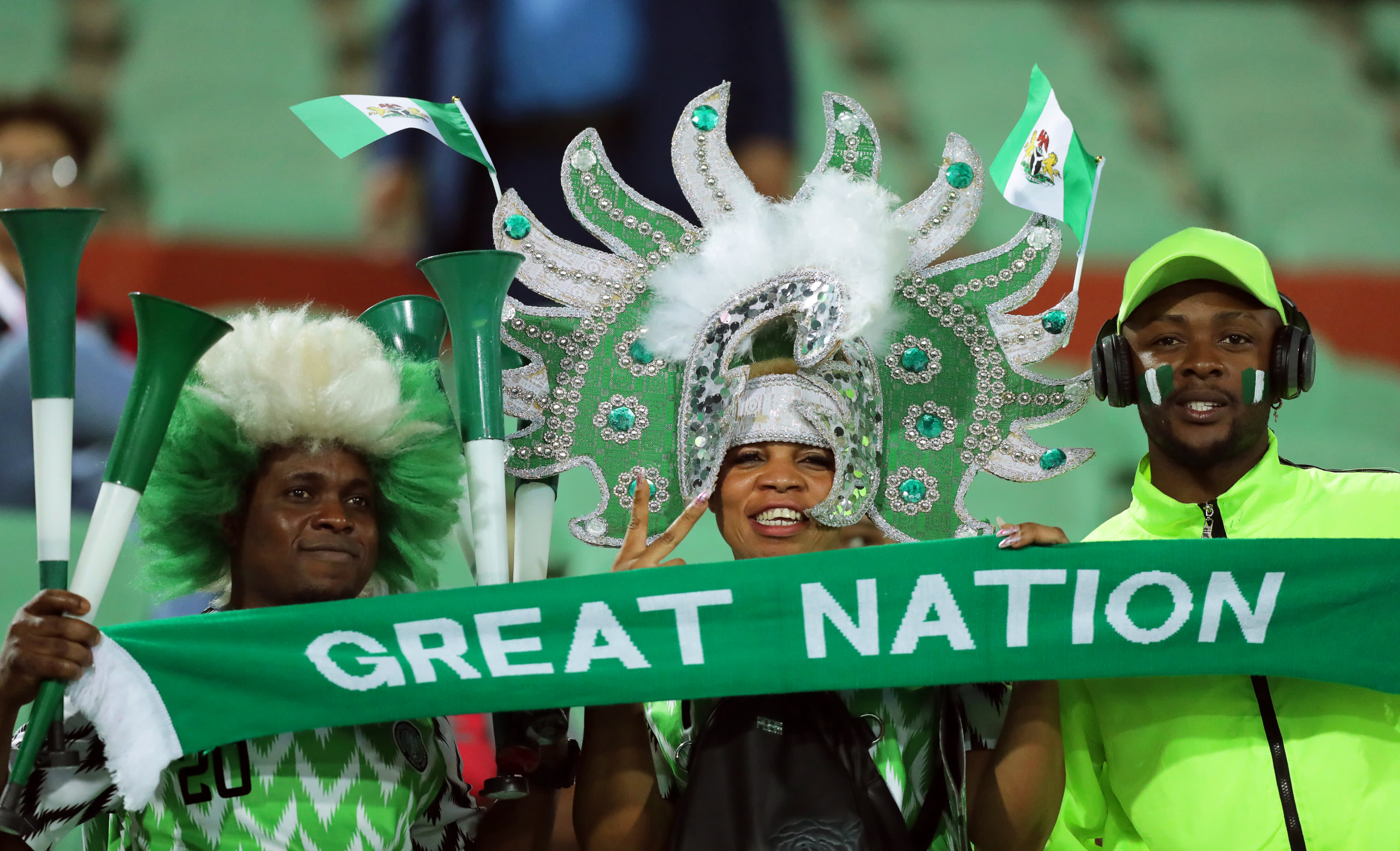Nigerian kannattajat juhlivat Afrikan mestaruusturnauksen pronssia Kairossa.