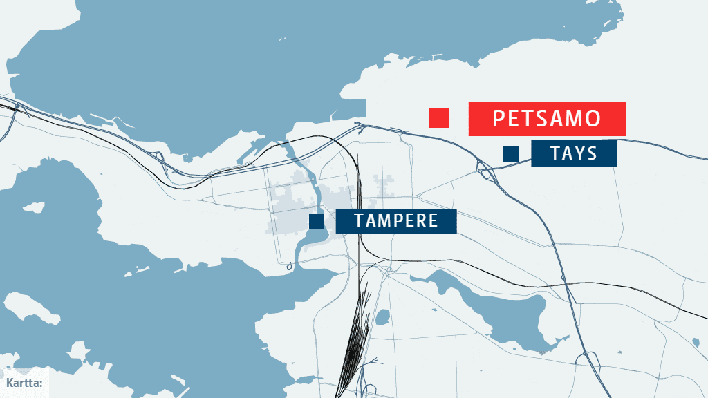 Petsamo sijaitsee Tampereen keskustan pohjoispuolella Tampereen yliopistollisen sairaalan lähellä. 