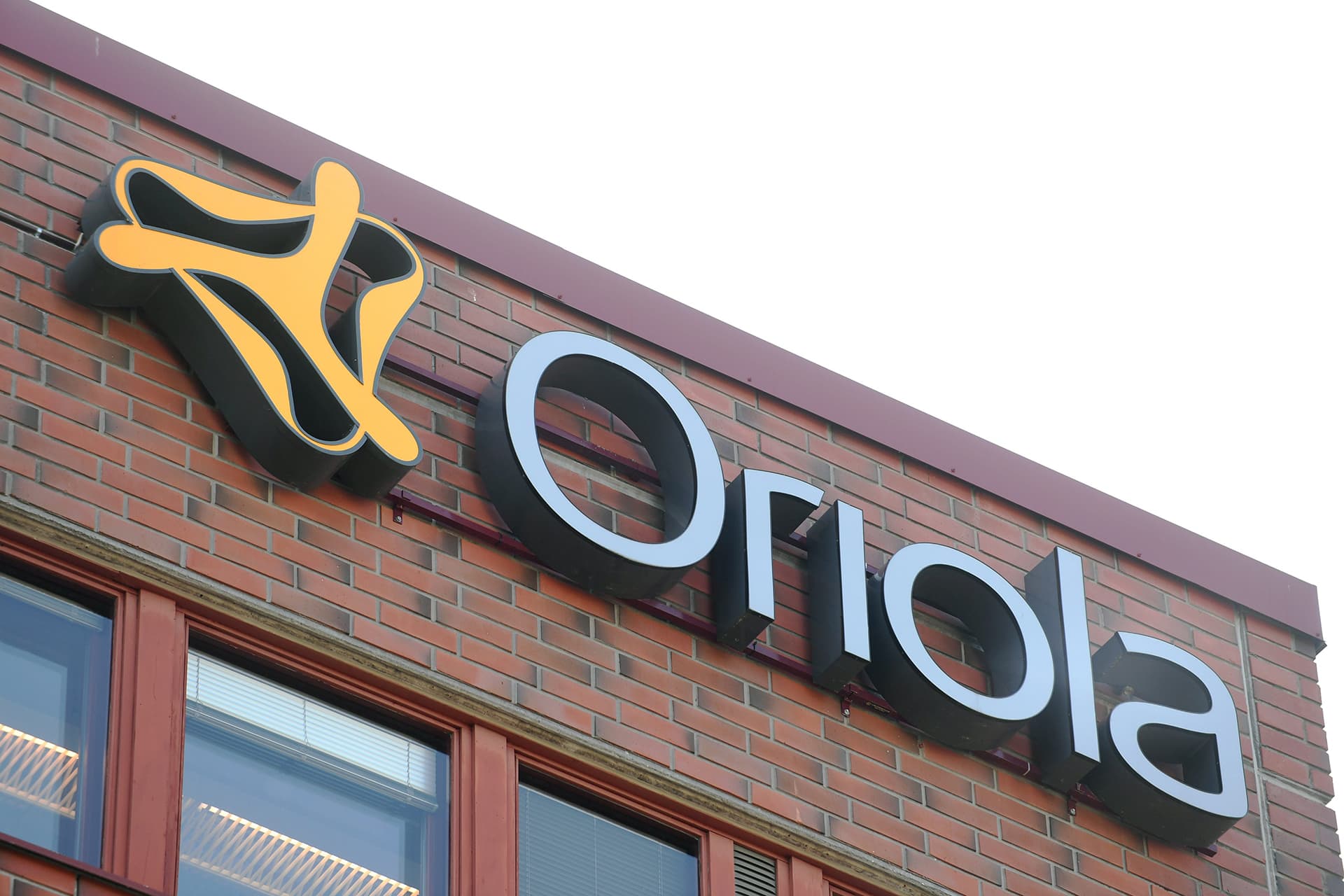 Lääketukkukauppa Oriolan logo yhtiön pääkonttorilla Espoossa 17. heinäkuuta 2019. 