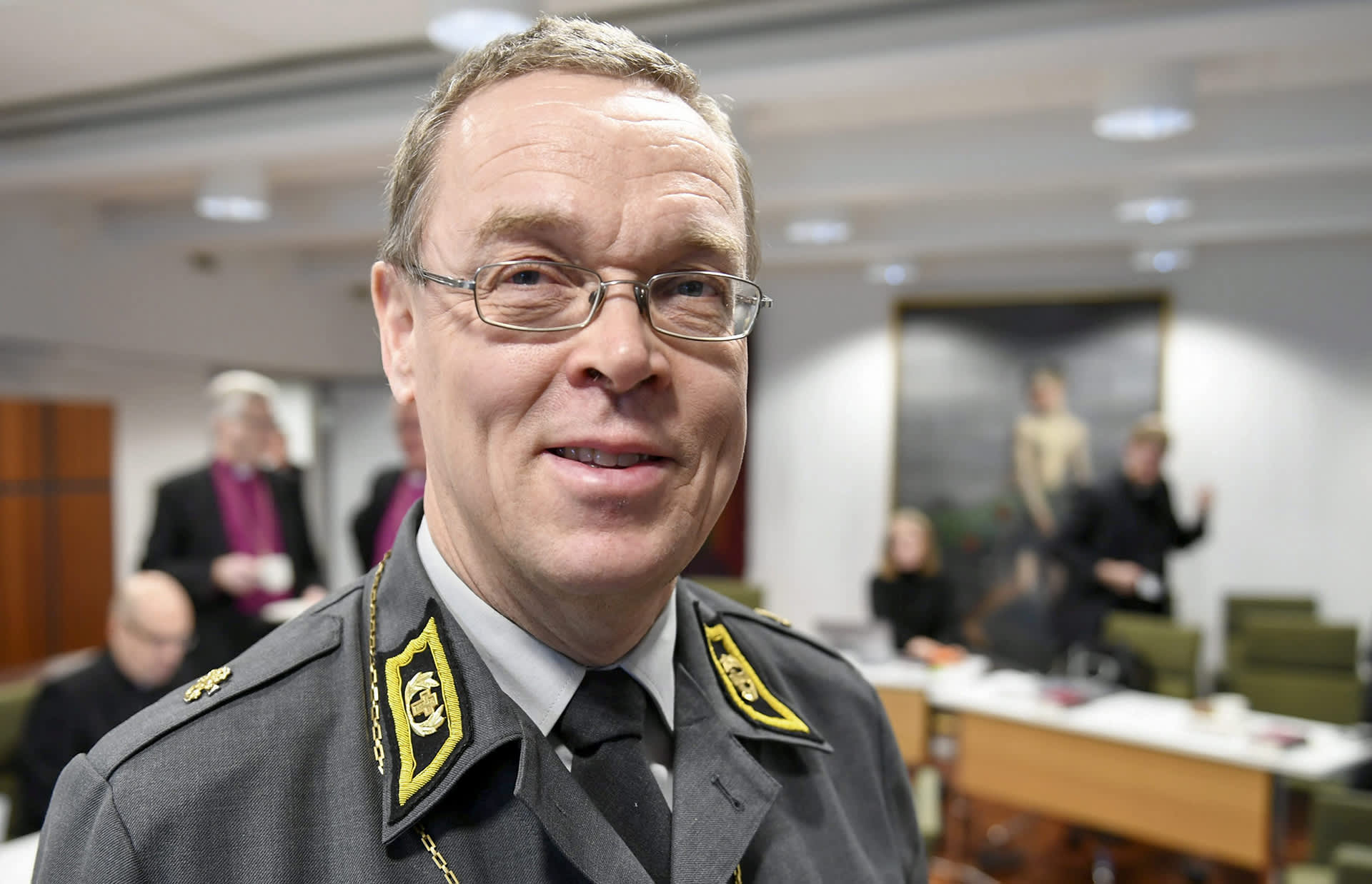 Kenttäpiispa Pekka Särkiö evankelis-luterilaisen kirkon piispainkokouksessa Helsingissä 5. joulukuuta 2018.
