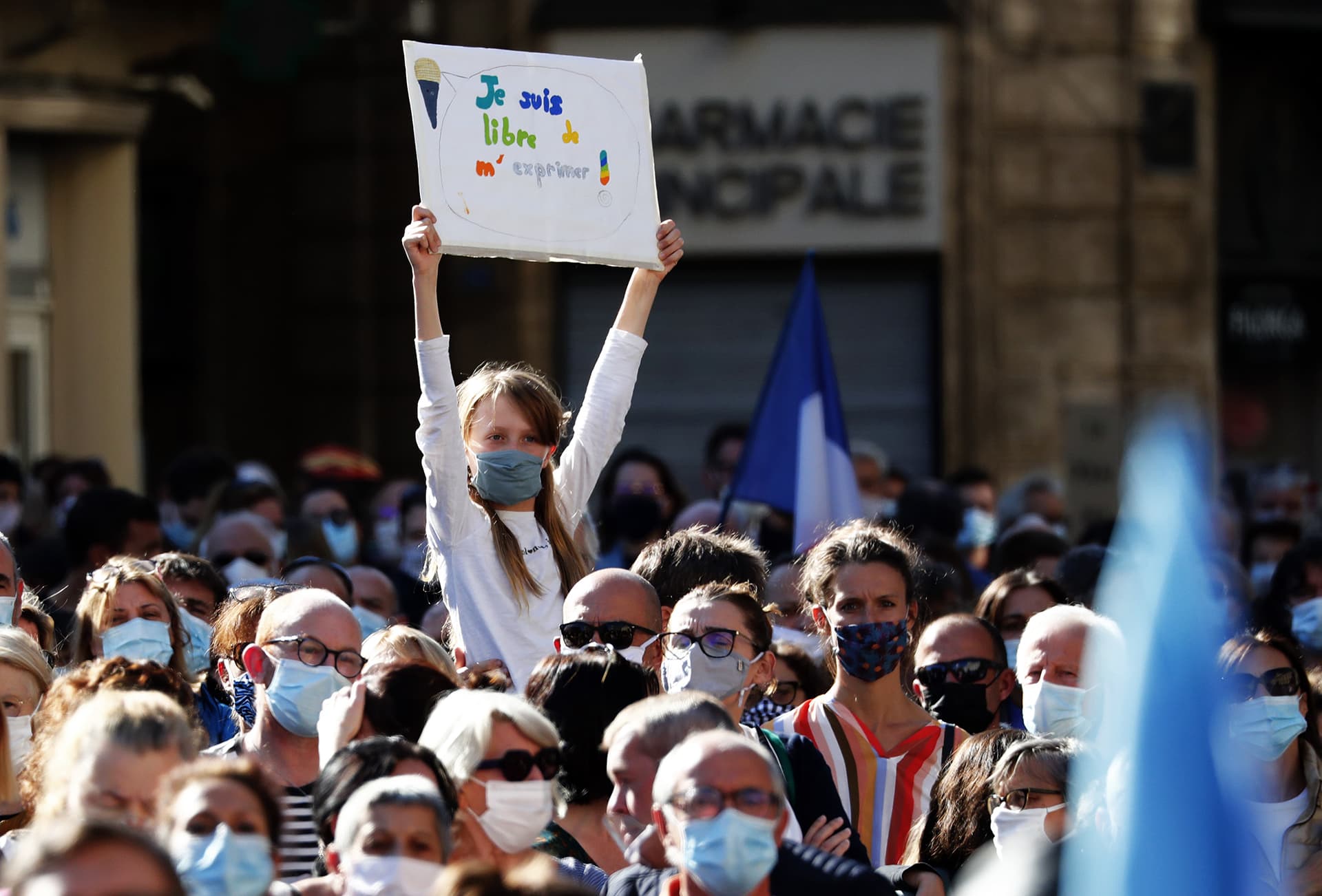 Sananvapautta puolustava mielenosoitus Montpellierissä.